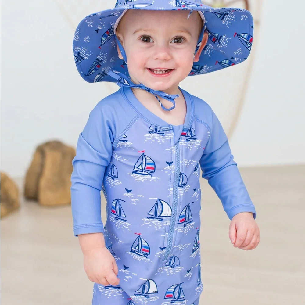 Ruggedbutts Baby Boy Sailboat Nautical Rashguard Swim 0-3 3-6 6-12 months